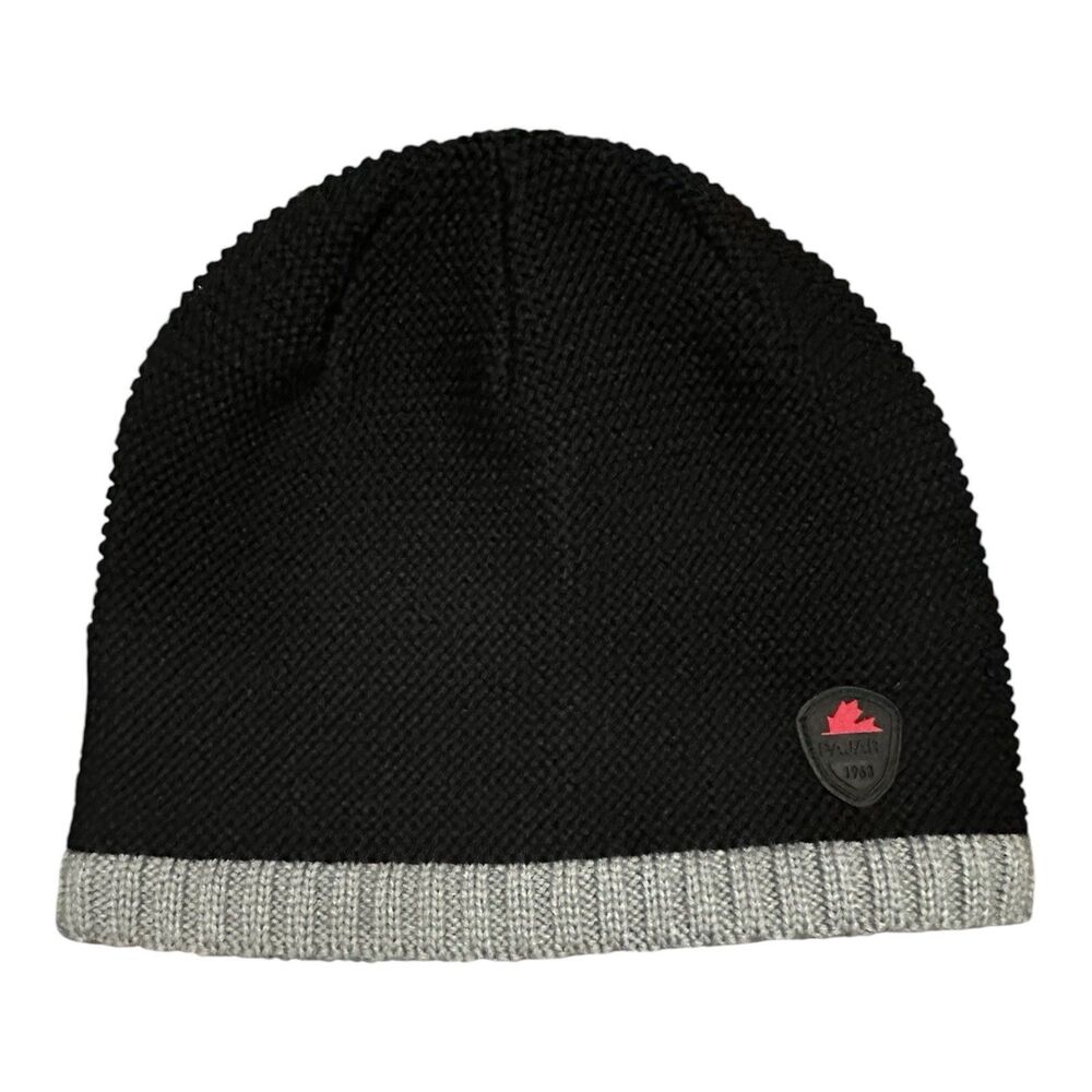 Men’s Pajar Black/Gray Heritage Beanie Cap OS Wool Blend EUC